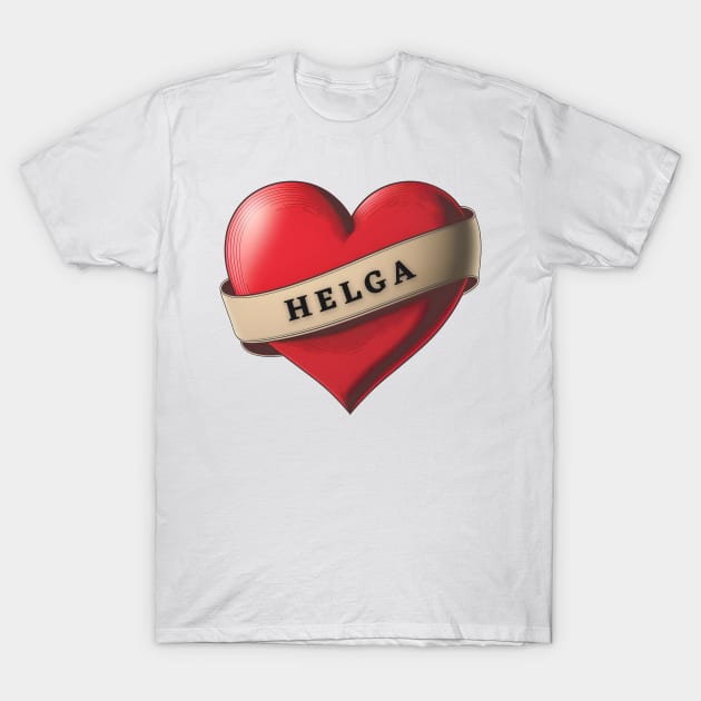 Helga - Lovely Red Heart With a Ribbon T-Shirt by Allifreyr@gmail.com